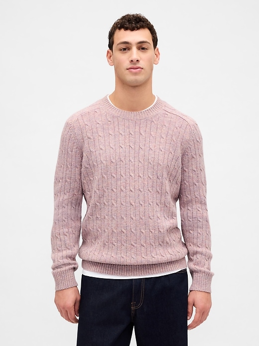 pull en maille torsadée en laine mérinos mélangée