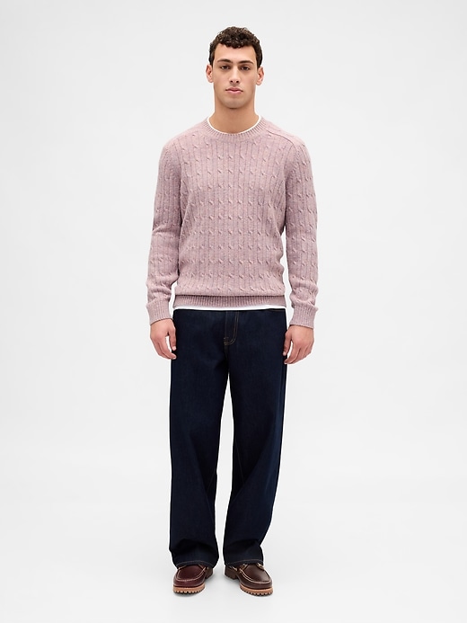 pull en maille torsadée en laine mérinos mélangée