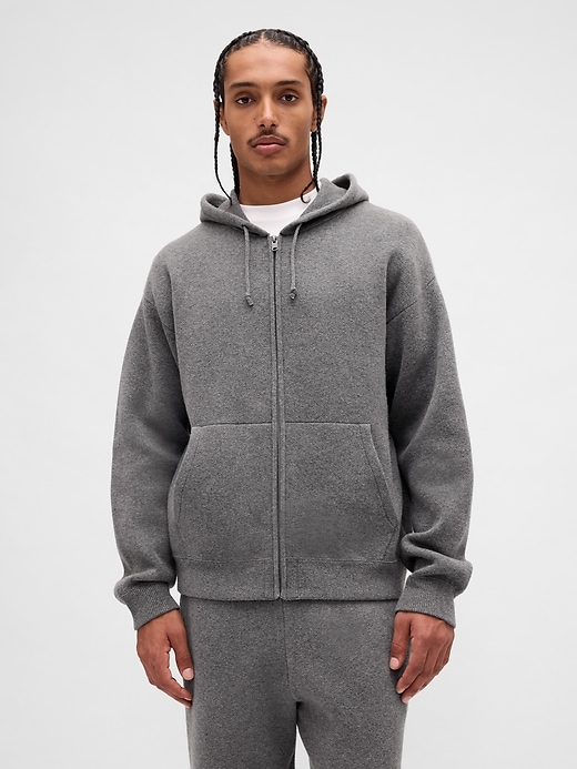 pull à capuche zippé en cashsoft épais