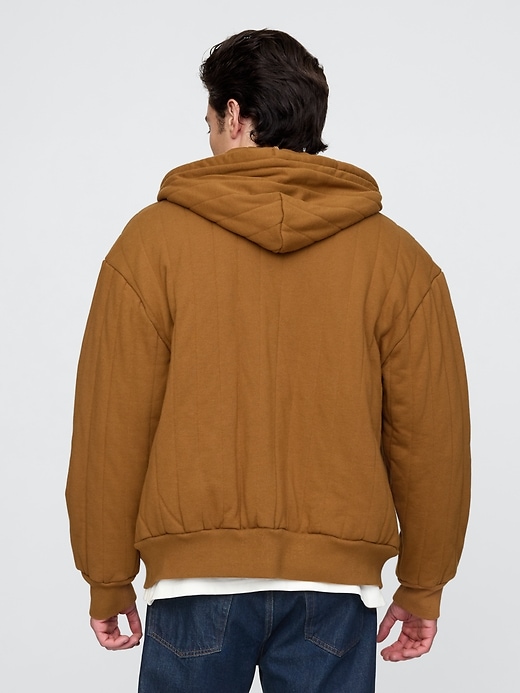 sweat à capuche matelassé à fermeture éclair doublé de tissu gaufré