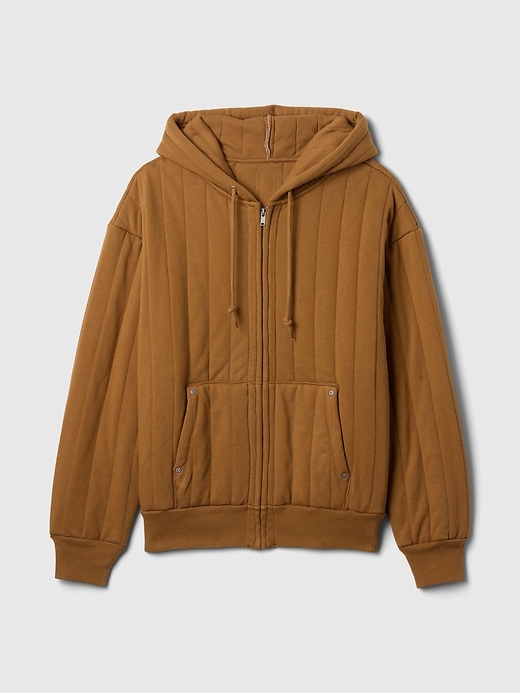 sweat à capuche matelassé à fermeture éclair doublé de tissu gaufré