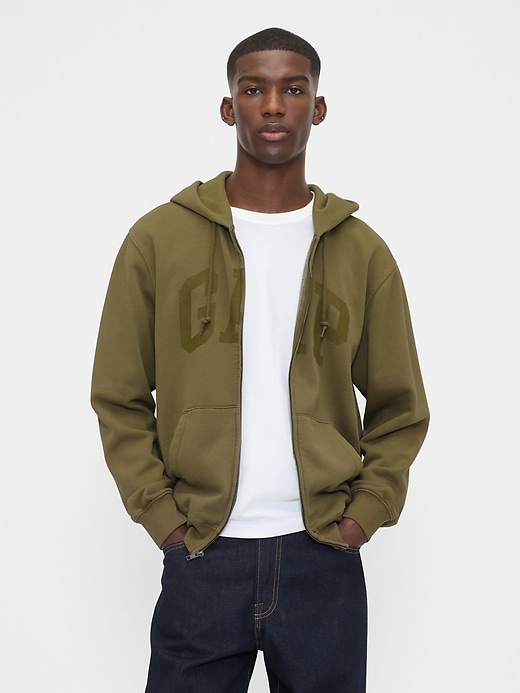 sweat à capuche zippé pour adulte vintagesoft avec logo arch
