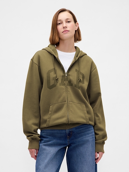 sweat à capuche zippé pour adulte vintagesoft avec logo arch