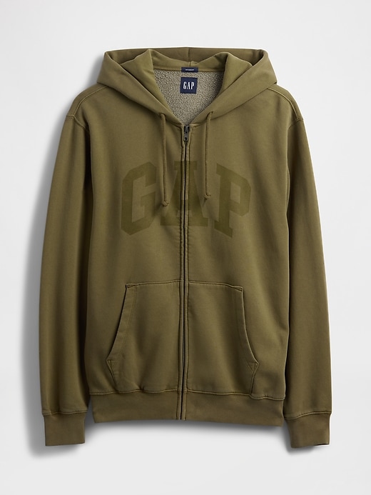 sweat à capuche zippé pour adulte vintagesoft avec logo arch