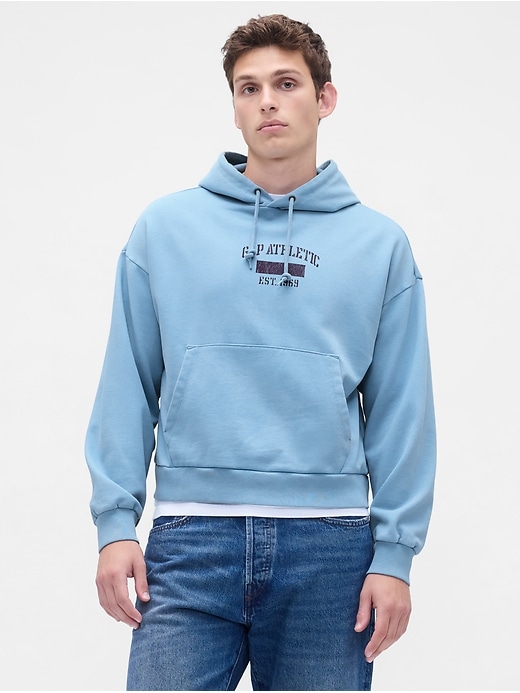sweat à capuche court oversize épais avec logo
