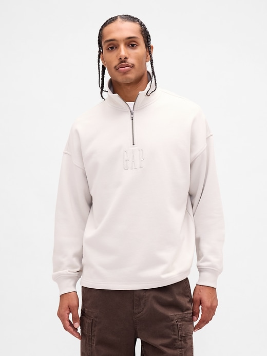 pull-over oversize à demi-zip avec logo épais