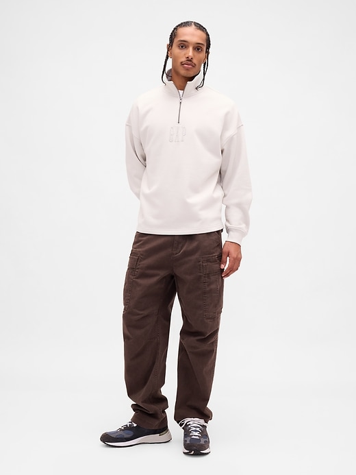 pull-over oversize à demi-zip avec logo épais