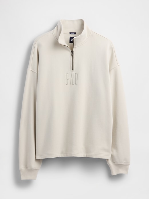 pull-over oversize à demi-zip avec logo épais