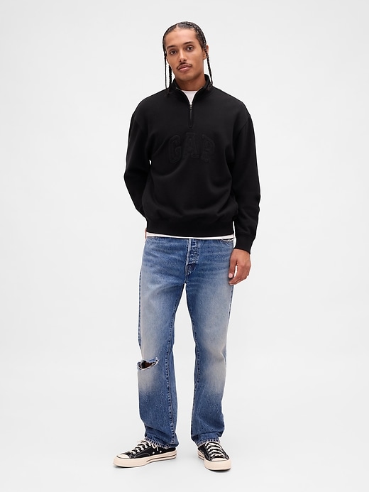 pull-over oversize à demi-zip avec logo épais