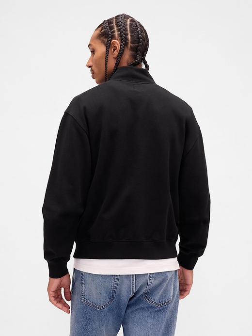 pull-over oversize à demi-zip avec logo épais