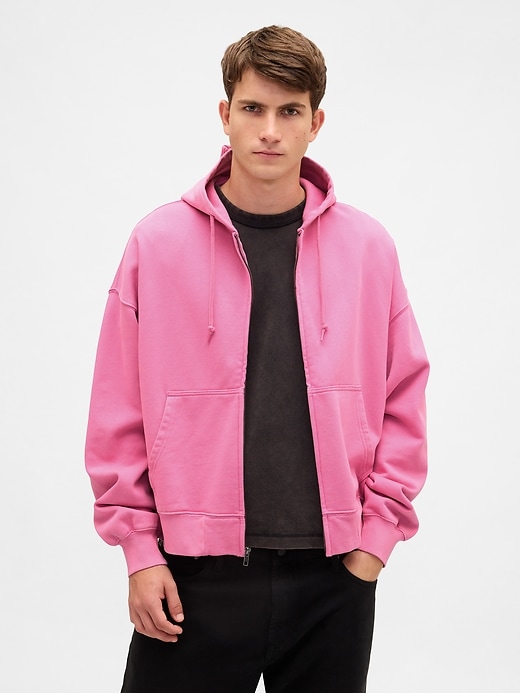 sweat à capuche court oversize épais