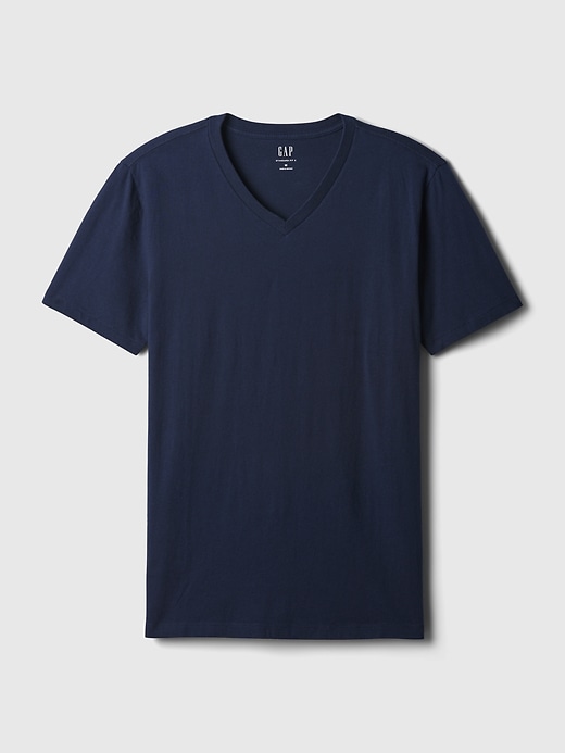 t-shirt à col en v en jersey de coton