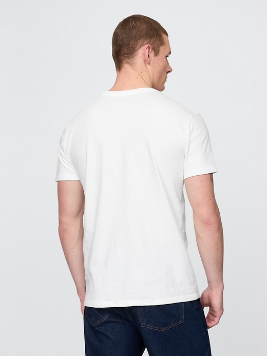 t-shirt à col en v en jersey de coton