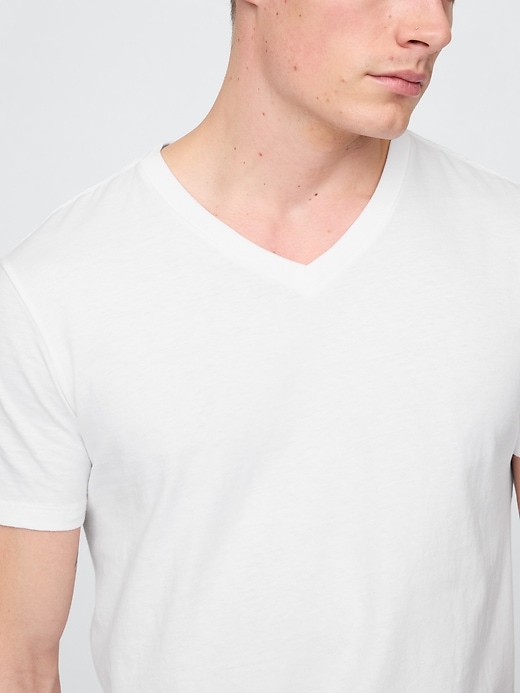 t-shirt à col en v en jersey de coton