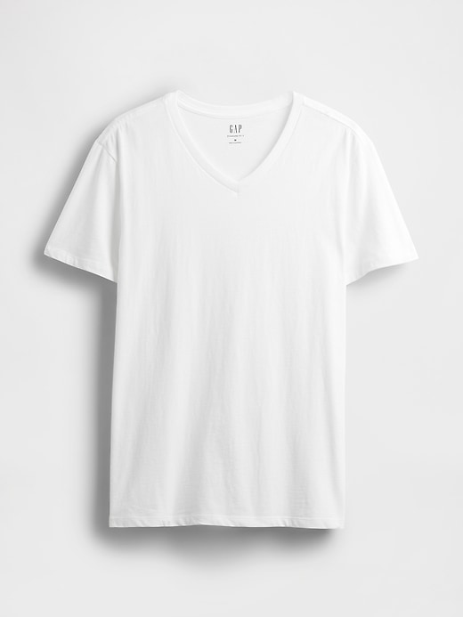 t-shirt à col en v en jersey de coton