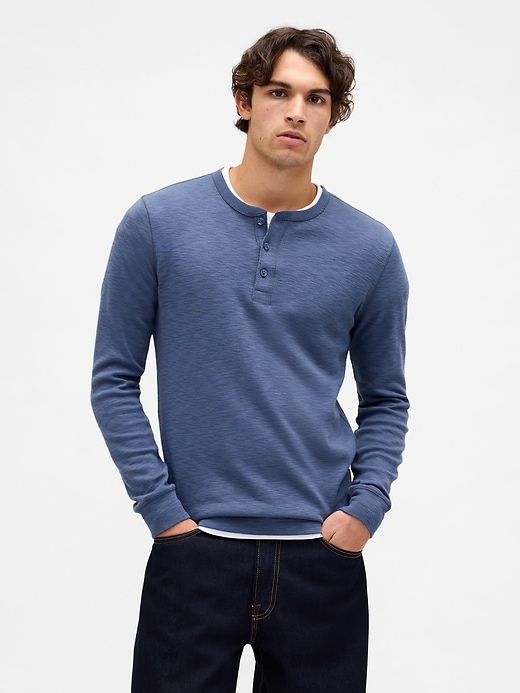 t-shirt henley en maille double