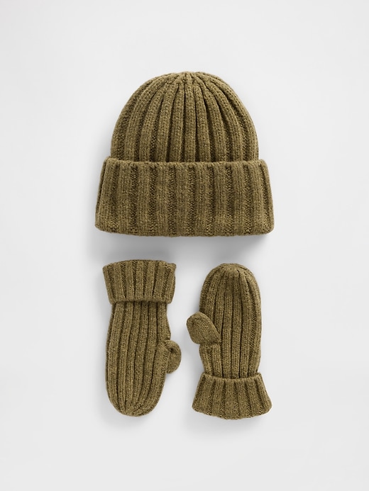 ensemble bonnet et moufles cashsoft côtelés pour bébé et tout-petit