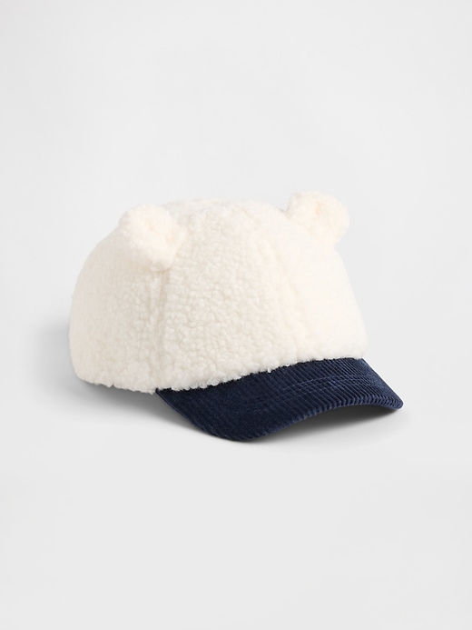 chapeau de baseball ours en sherpa et velours côtelé pour tout-petit