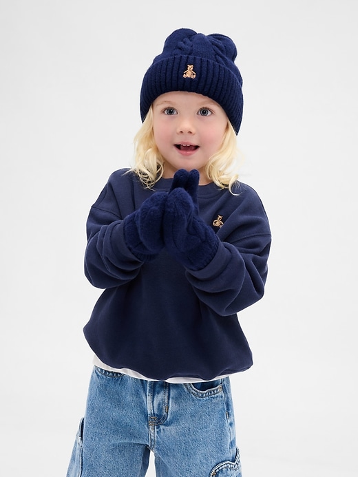 ensemble bonnet et moufles en maille torsadée cashsoft pour bébé et tout-petit