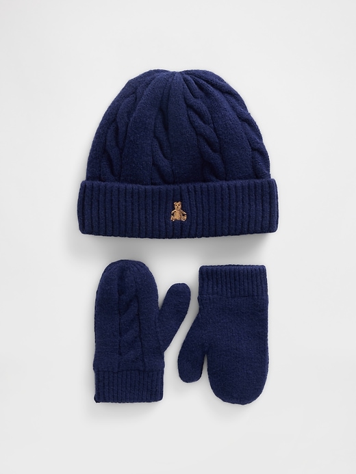 ensemble bonnet et moufles en maille torsadée cashsoft pour bébé et tout-petit