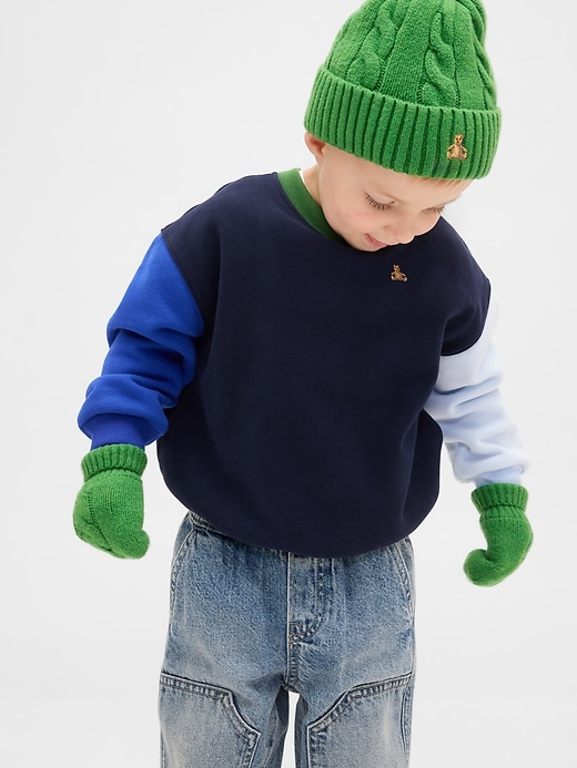 ensemble bonnet et moufles en maille torsadée cashsoft pour bébé et tout-petit