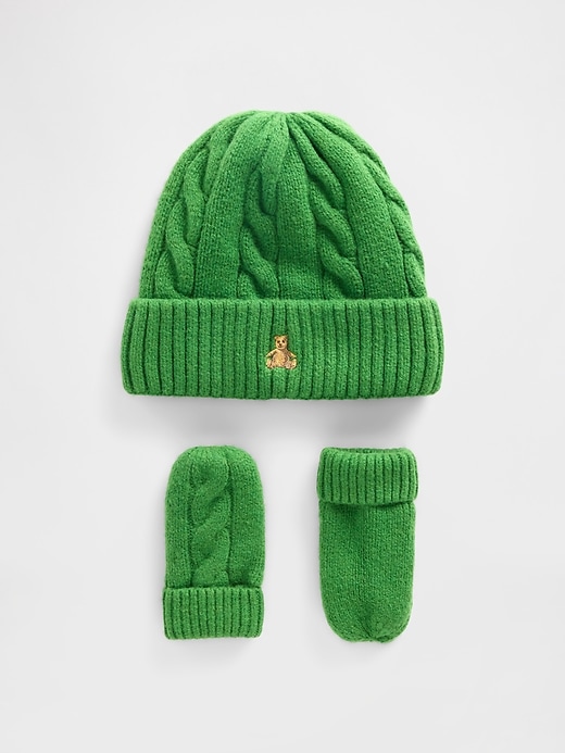 ensemble bonnet et moufles en maille torsadée cashsoft pour bébé et tout-petit