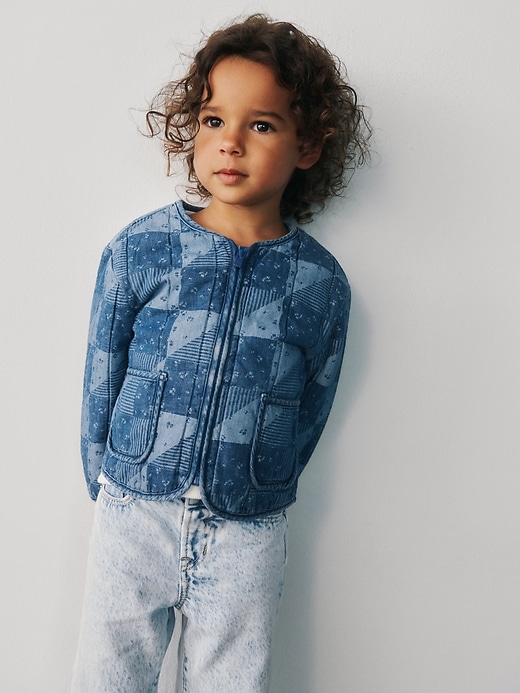 veste en jean matelassée patchwork pour bébé et tout-petit