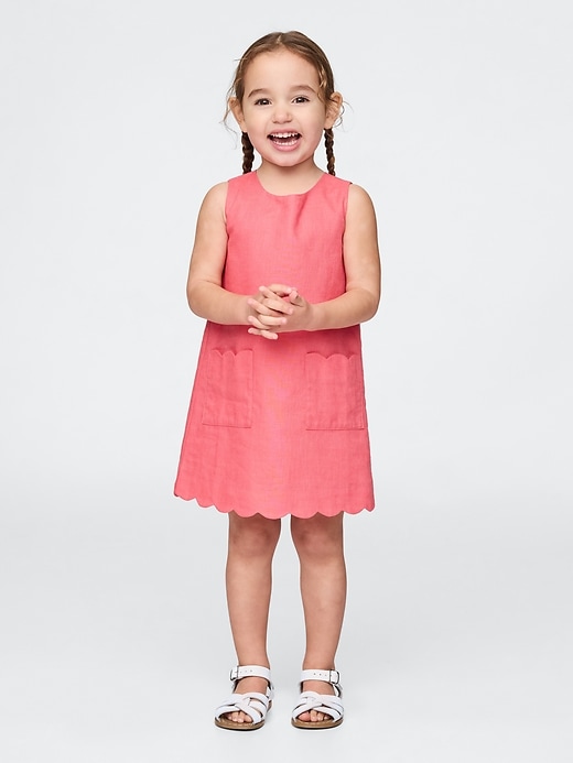 robe droite festonnée en lin et coton pour bébé et tout-petit