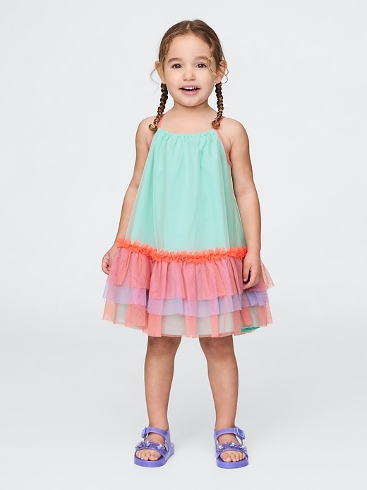 robe en tulle à blocs de couleurs pour bébé et tout-petit
