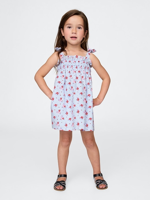 robe à smocks et bretelles à nœud pour bébé et tout-petit