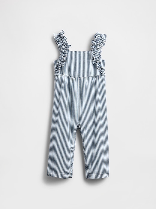 combinaison à volants en jean rayé pour bébé et tout-petit