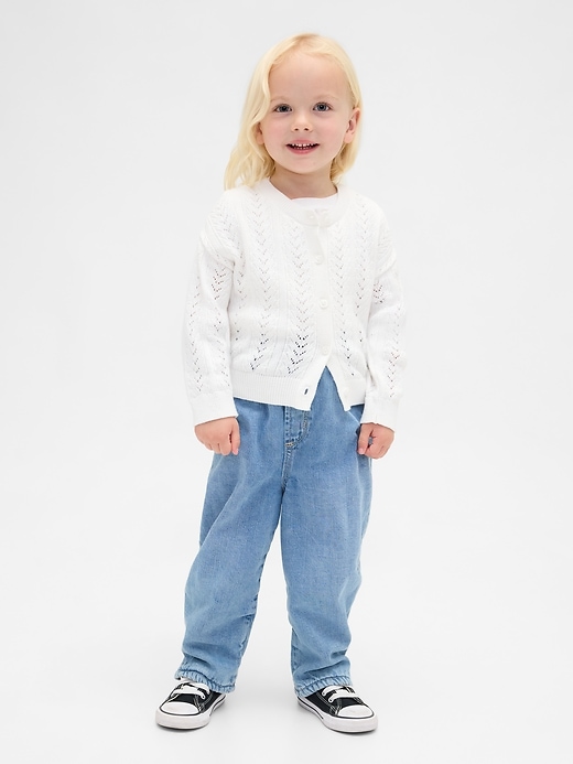 jeans à rayures coniques doublés confortables pour bébés et tout-petits