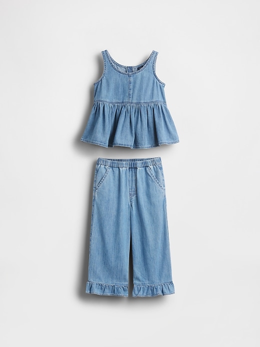 ensemble en jean à volants pour bébé et tout-petit