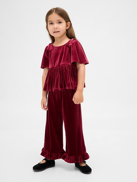 ensemble de vêtements à volants en velours pour bébé et tout-petit