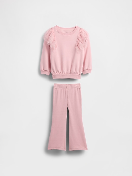 ensemble sweat-shirt en tulle et leggings côtelés évasés pour bébé et tout-petit