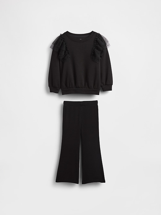 ensemble sweat-shirt en tulle et leggings côtelés évasés pour bébé et tout-petit