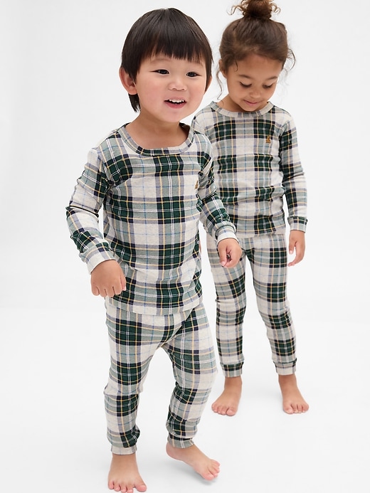 ensemble pyjama de noël en coton bio brossé pour enfants et bébés