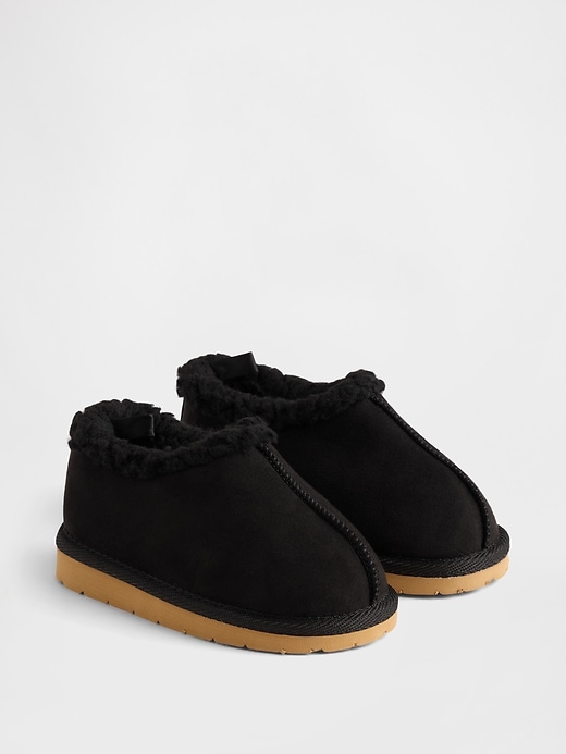 chaussures en daim végétaliennes pour tout-petits doublées de sherpa