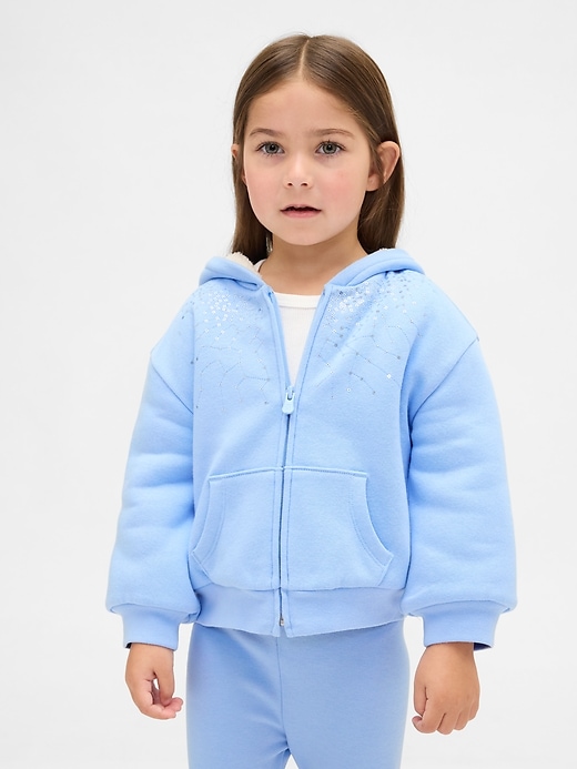 sweat à capuche zippé à sequins doublé sherpa pour bébé et tout-petit