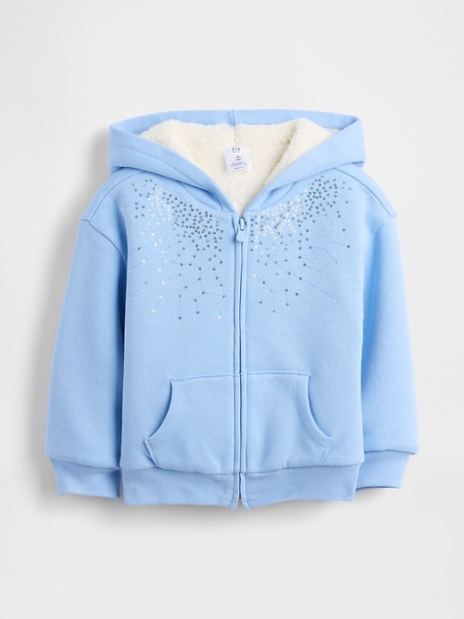 sweat à capuche zippé à sequins doublé sherpa pour bébé et tout-petit