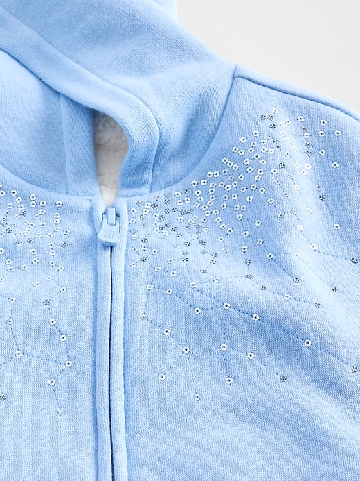 sweat à capuche zippé à sequins doublé sherpa pour bébé et tout-petit