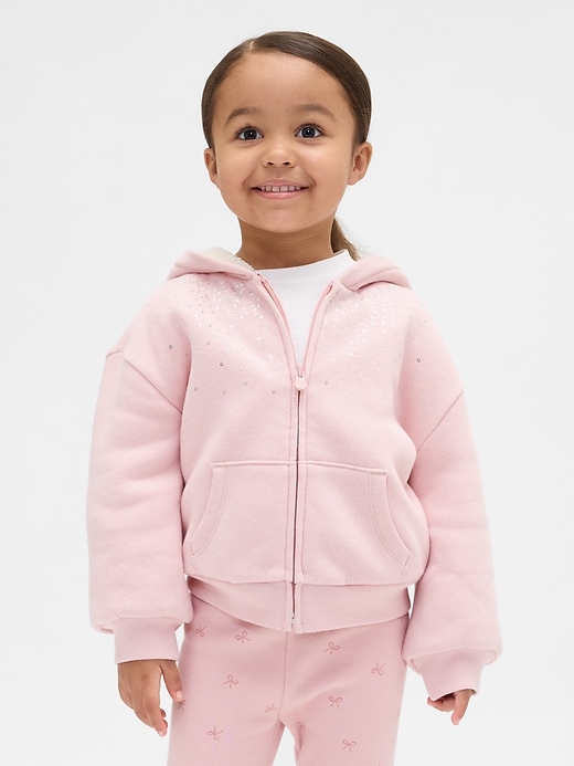 sweat à capuche zippé à sequins doublé sherpa pour bébé et tout-petit