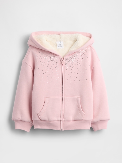 sweat à capuche zippé à sequins doublé sherpa pour bébé et tout-petit