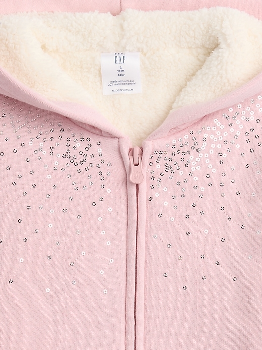 sweat à capuche zippé à sequins doublé sherpa pour bébé et tout-petit