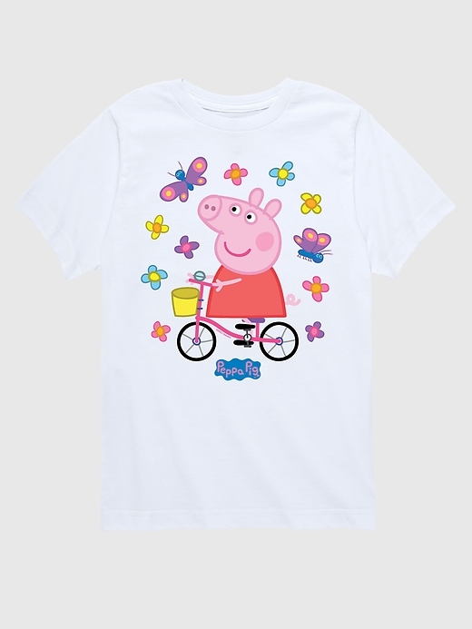 t-shirt à manches courtes peppa pig pour tout-petits motif papillons et vélo
