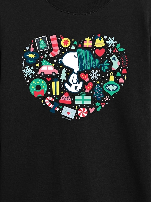 t-shirt à manches longues pour tout-petit peanuts snoopy avec motif cœur et icônes de noël