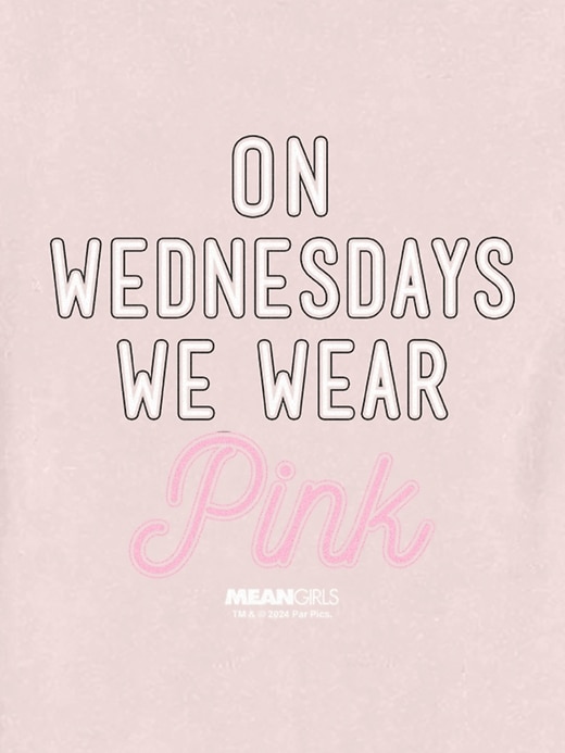 t-shirt graphique « mean girls pour tout-petits » le mercredi on porte du rose