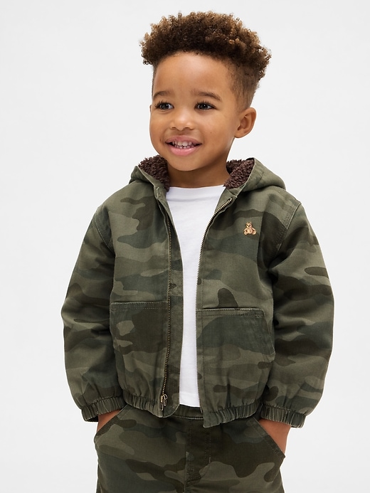 veste en jean camouflage à capuche doublée en sherpa pour bébé et tout-petit
