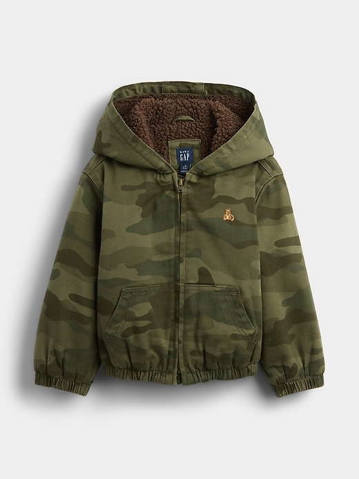 veste en jean camouflage à capuche doublée en sherpa pour bébé et tout-petit