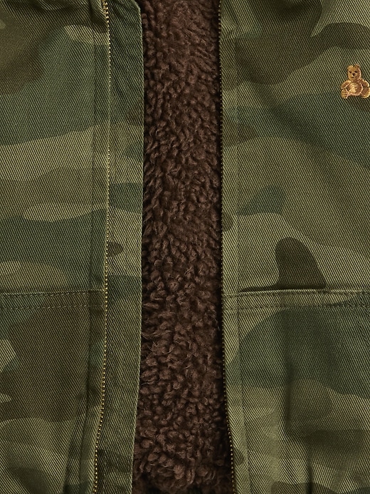 veste en jean camouflage à capuche doublée en sherpa pour bébé et tout-petit